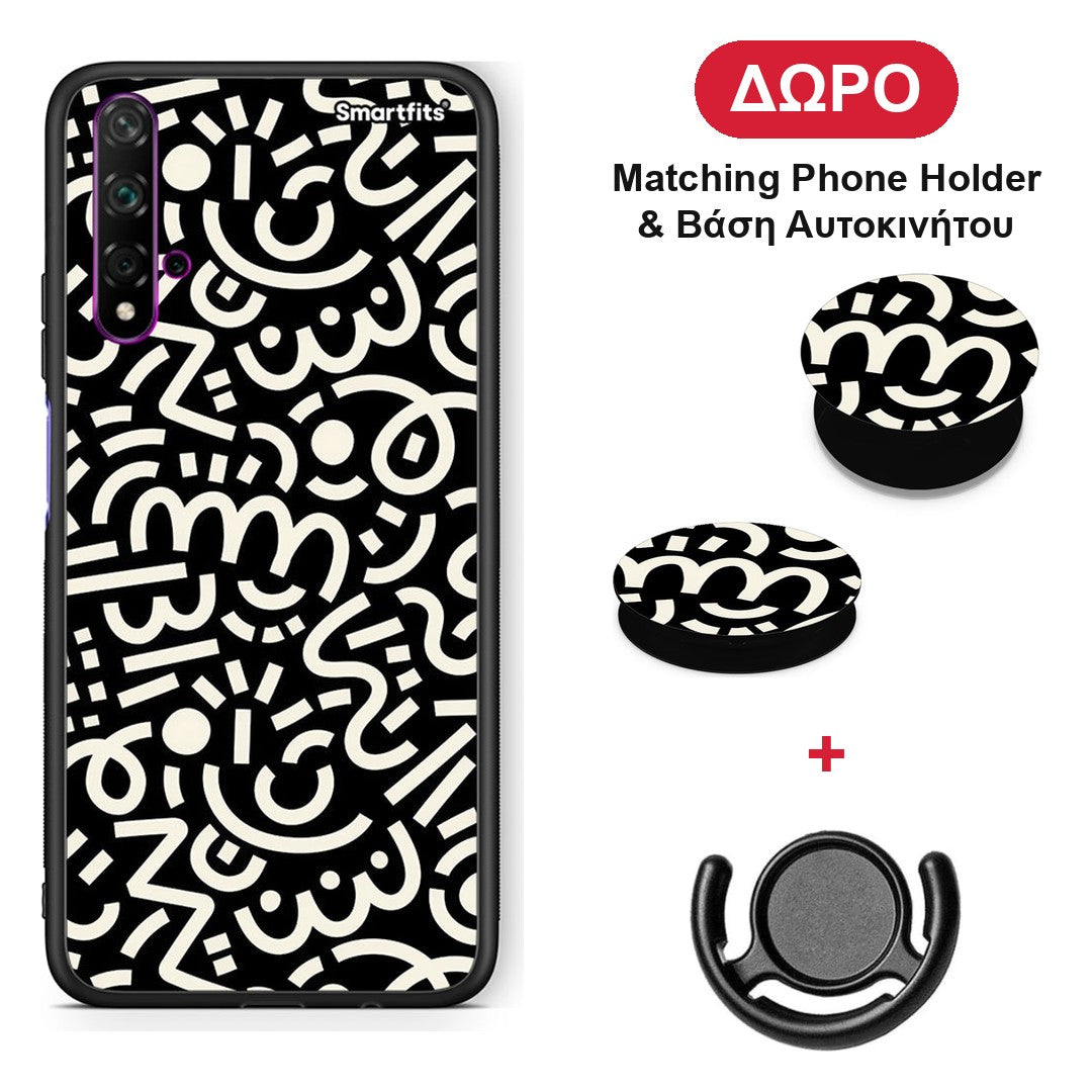 Doodle Art - Huawei Nova 5T / Honor 20 θήκη + Δώρο Phone Holder & Βάση Αυτοκινήτου