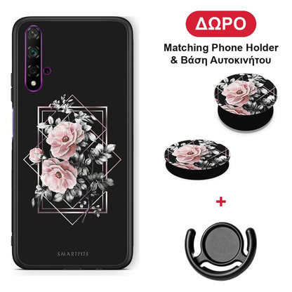 Flower Frame - Huawei Nova 5T / Honor 20 θήκη + Δώρο Phone Holder & Βάση Αυτοκινήτου