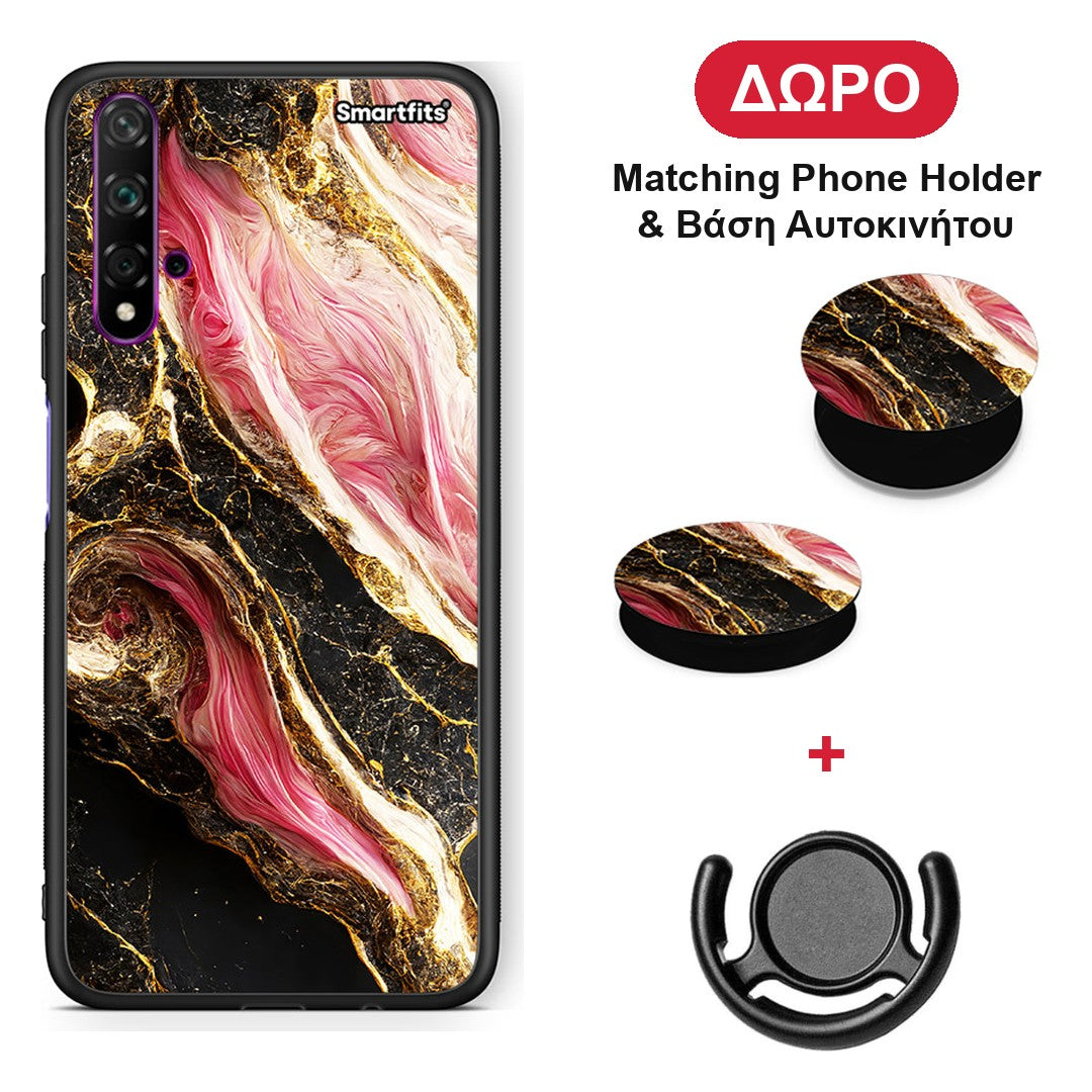 Glamorous Pink Marble - Huawei Nova 5T / Honor 20 θήκη + Δώρο Phone Holder & Βάση Αυτοκινήτου