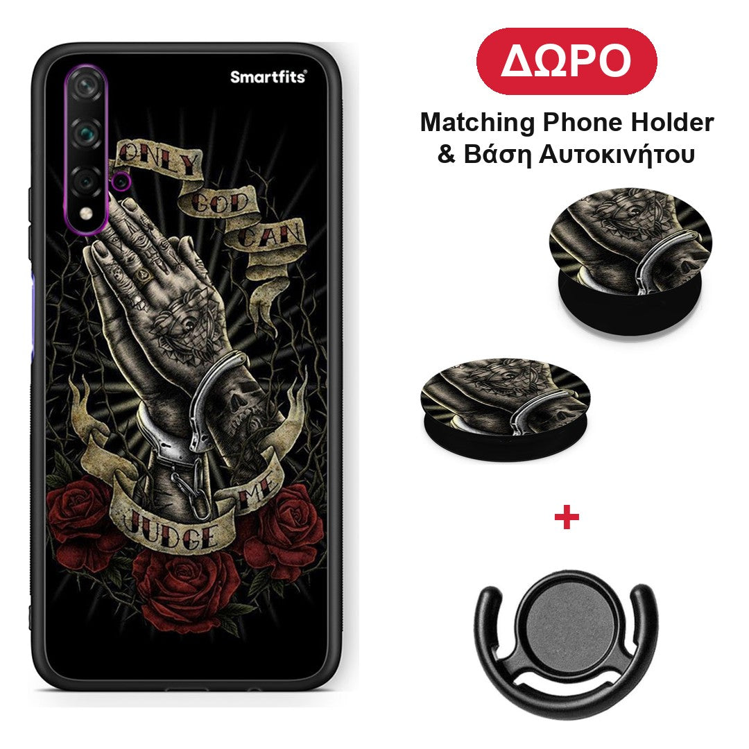 Judge By God - Huawei Nova 5T / Honor 20 θήκη + Δώρο Phone Holder & Βάση Αυτοκινήτου