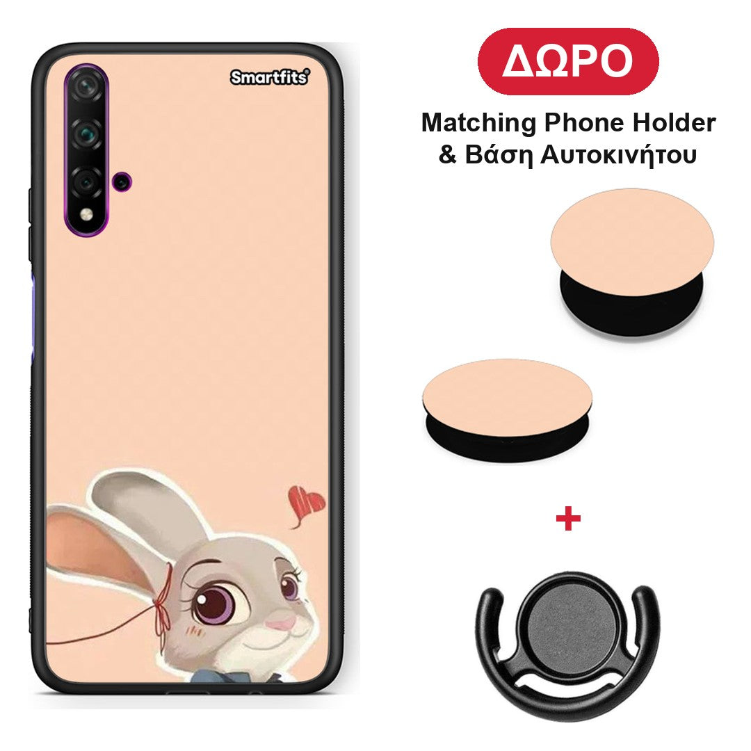 Nick Wilde And Judy Hopps Love 2 - Huawei Nova 5T / Honor 20 θήκη + Δώρο Phone Holder & Βάση Αυτοκινήτου
