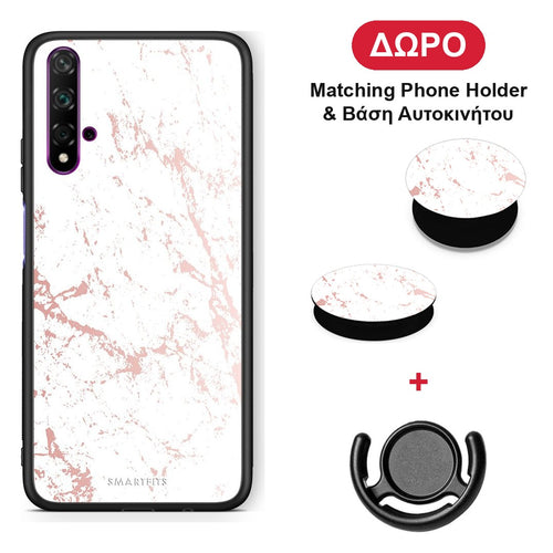 Marble Pink Splash - Huawei Nova 5T / Honor 20 θήκη + Δώρο Phone Holder & Βάση Αυτοκινήτου
