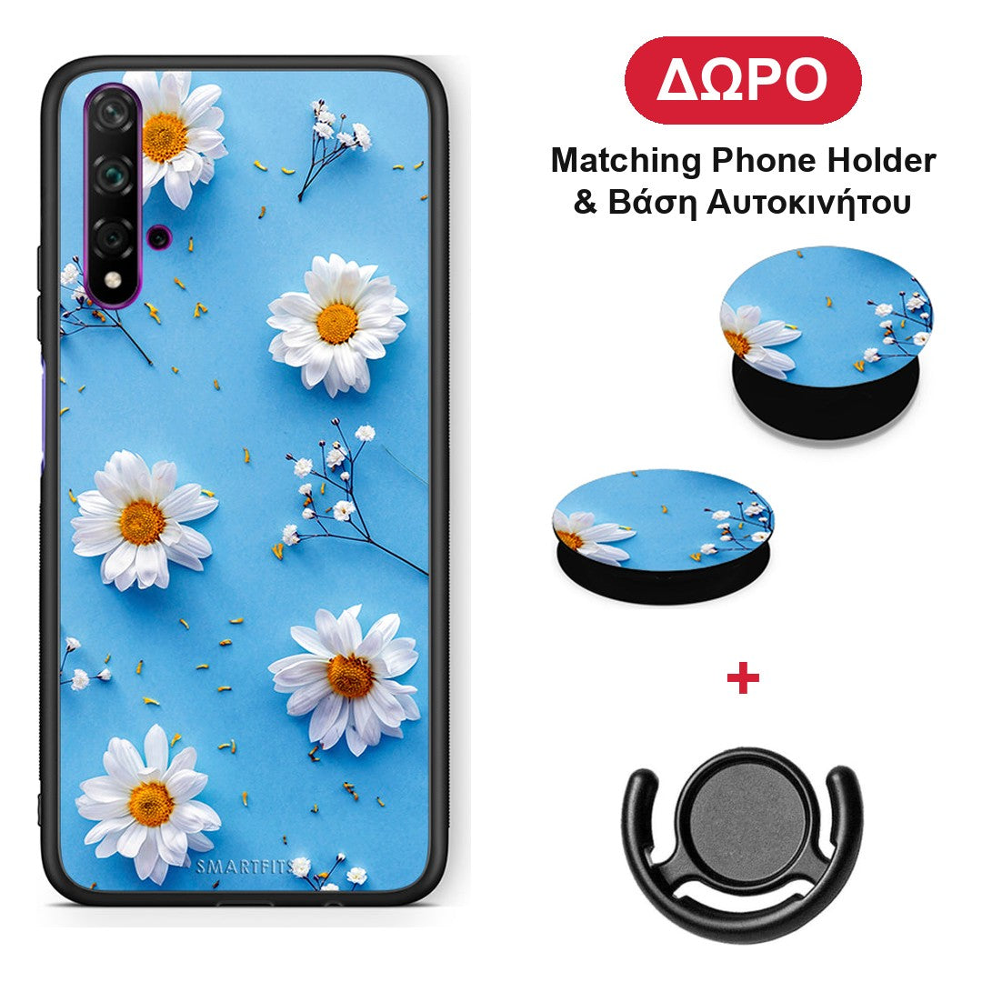Real Daisies - Huawei Nova 5T / Honor 20 θήκη + Δώρο Phone Holder & Βάση Αυτοκινήτου