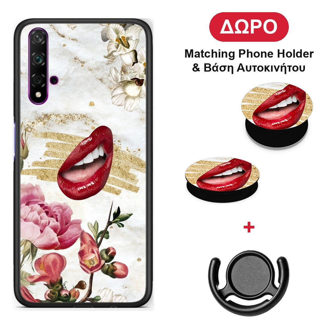 Red Lips - Huawei Nova 5T / Honor 20 θήκη + Δώρο Phone Holder & Βάση Αυτοκινήτου