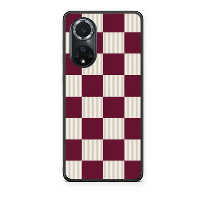Θήκη Huawei Nova 9 / Honor 50 Burgundy and Cream Striped Checks από τη Smartfits με σχέδιο στο πίσω μέρος και μαύρο περίβλημα | Huawei Nova 9 / Honor 50 Burgundy and Cream Striped Checks case with colorful back and black bezels