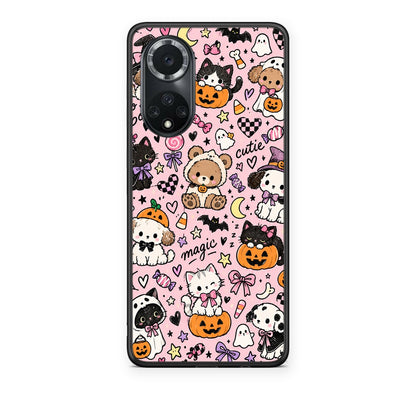 Θήκη Huawei Nova 9 / Honor 50 Halloween Cute Animals on Pink από τη Smartfits με σχέδιο στο πίσω μέρος και μαύρο περίβλημα | Huawei Nova 9 / Honor 50 Halloween Cute Animals on Pink case with colorful back and black bezels