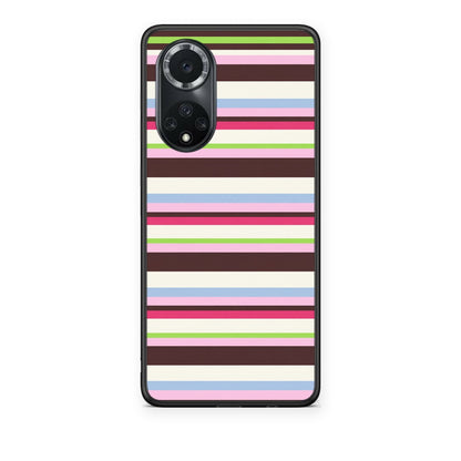 Θήκη Huawei Nova 9 / Honor 50 Multicolour Horizontal Stripes από τη Smartfits με σχέδιο στο πίσω μέρος και μαύρο περίβλημα | Huawei Nova 9 / Honor 50 Multicolour Horizontal Stripes case with colorful back and black bezels