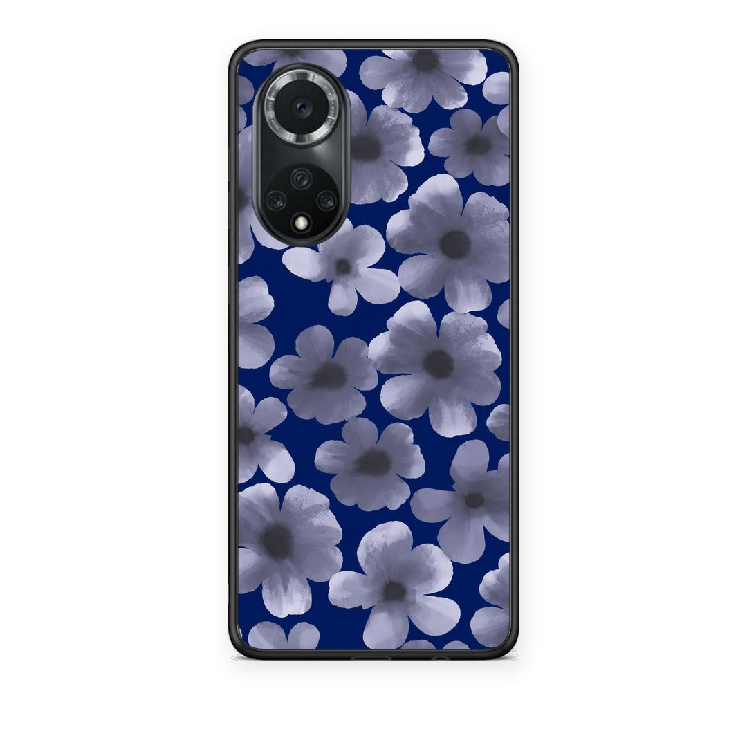 Θήκη Huawei Nova 9 / Honor 50 Pale Blue Flowers on Navy από τη Smartfits με σχέδιο στο πίσω μέρος και μαύρο περίβλημα | Huawei Nova 9 / Honor 50 Pale Blue Flowers on Navy case with colorful back and black bezels