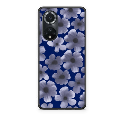 Θήκη Huawei Nova 9 / Honor 50 Pale Blue Flowers on Navy από τη Smartfits με σχέδιο στο πίσω μέρος και μαύρο περίβλημα | Huawei Nova 9 / Honor 50 Pale Blue Flowers on Navy case with colorful back and black bezels