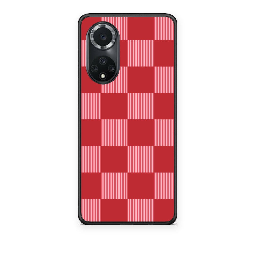 Θήκη Huawei Nova 9 / Honor 50 Red and Pink Striped Checks από τη Smartfits με σχέδιο στο πίσω μέρος και μαύρο περίβλημα | Huawei Nova 9 / Honor 50 Red and Pink Striped Checks case with colorful back and black bezels