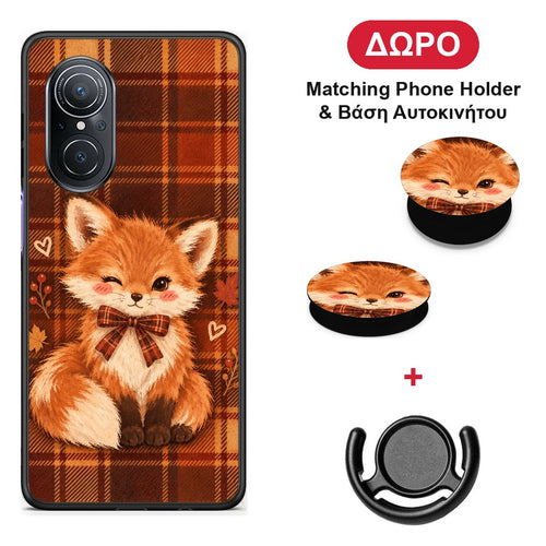 Fox on Autumn Tartan - Huawei Nova 9 SE θήκη + Δώρο Phone Holder & Βάση Αυτοκινήτου