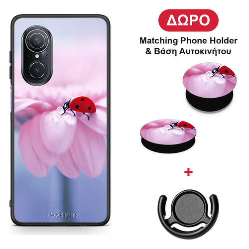 Ladybug Flower - Huawei Nova 9 SE θήκη + Δώρο Phone Holder & Βάση Αυτοκινήτου