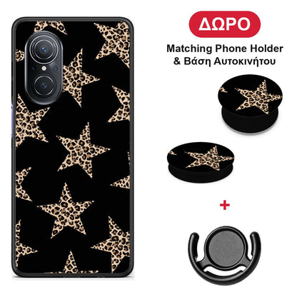Leopard Stars on Black - Huawei Nova 9 SE θήκη + Δώρο Phone Holder & Βάση Αυτοκινήτου