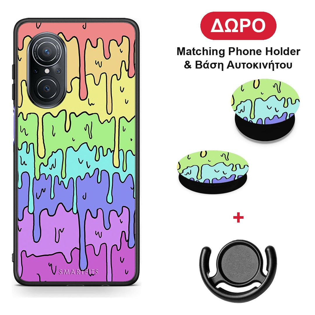 Melting Rainbow - Huawei Nova 9 SE θήκη + Δώρο Phone Holder & Βάση Αυτοκινήτου