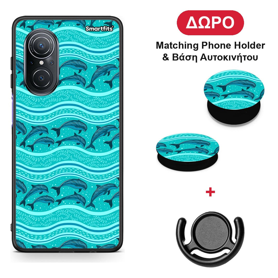 Swimming Dolphins - Huawei Nova 9 SE θήκη + Δώρο Phone Holder & Βάση Αυτοκινήτου