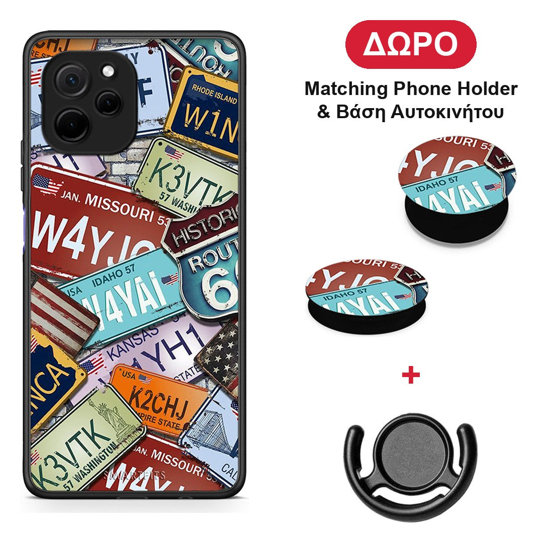 Car Plates - Huawei Nova Y61 θήκη + Δώρο Phone Holder & Βάση Αυτοκινήτου