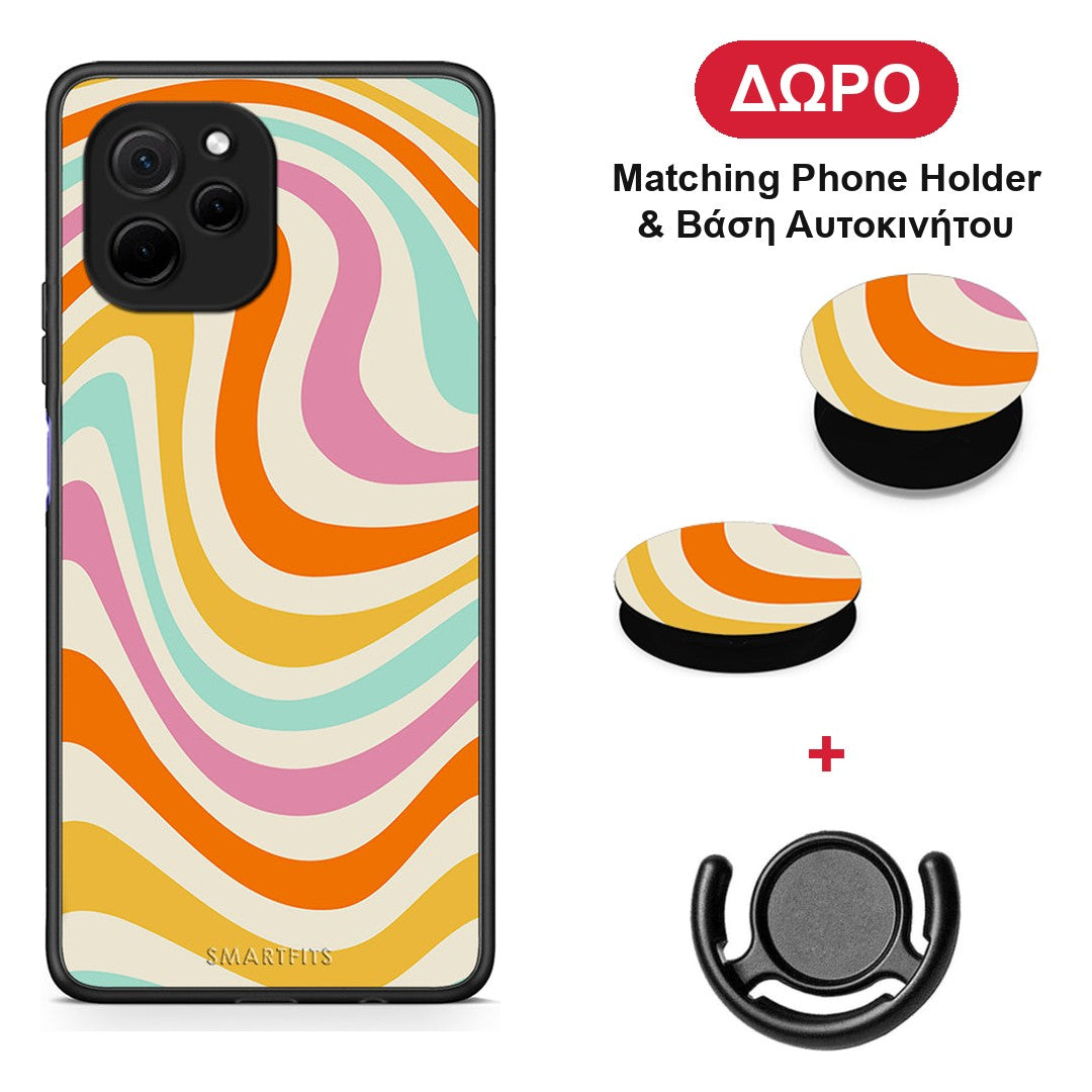 Colourful Waves - Huawei Nova Y61 θήκη + Δώρο Phone Holder & Βάση Αυτοκινήτου