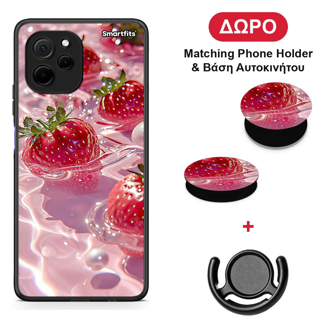 Juicy Strawberries - Huawei Nova Y61 θήκη + Δώρο Phone Holder & Βάση Αυτοκινήτου