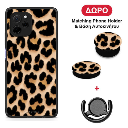 Leopard Print Tan Large - Huawei Nova Y61 θήκη + Δώρο Phone Holder & Βάση Αυτοκινήτου