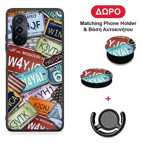 Car Plates - Huawei Nova Y70 / Y70 Plus θήκη + Δώρο Phone Holder & Βάση Αυτοκινήτου