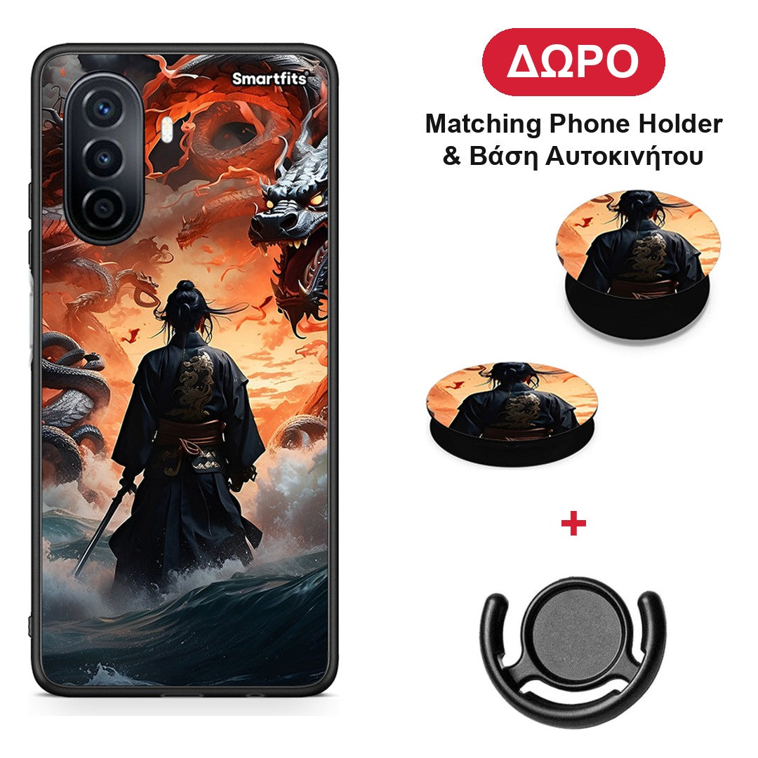 Dragons Fight - Huawei Nova Y70 / Y70 Plus θήκη + Δώρο Phone Holder & Βάση Αυτοκινήτου