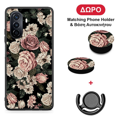 Flower Wild Roses - Huawei Nova Y70 / Y70 Plus θήκη + Δώρο Phone Holder & Βάση Αυτοκινήτου