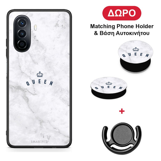Marble Queen - Huawei Nova Y70 / Y70 Plus θήκη + Δώρο Phone Holder & Βάση Αυτοκινήτου