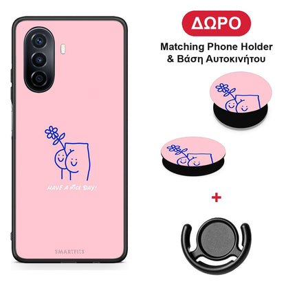 Nice Day - Huawei Nova Y70 / Y70 Plus θήκη + Δώρο Phone Holder & Βάση Αυτοκινήτου