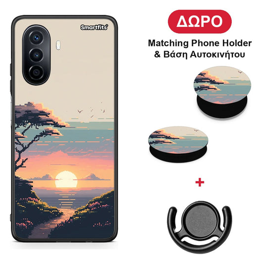Pixel Sunset - Huawei Nova Y70 / Y70 Plus θήκη + Δώρο Phone Holder & Βάση Αυτοκινήτου