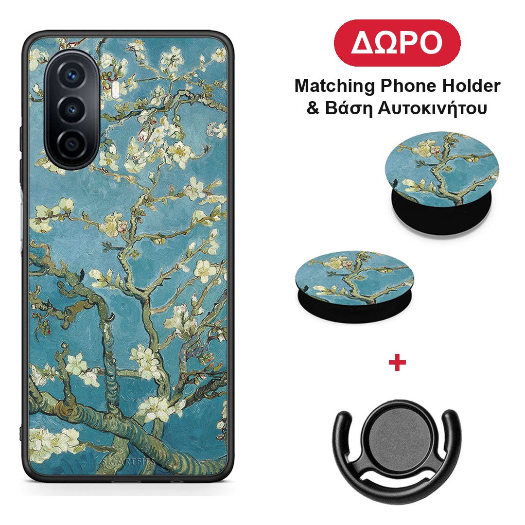 White Blossoms - Huawei Nova Y70 / Y70 Plus θήκη + Δώρο Phone Holder & Βάση Αυτοκινήτου