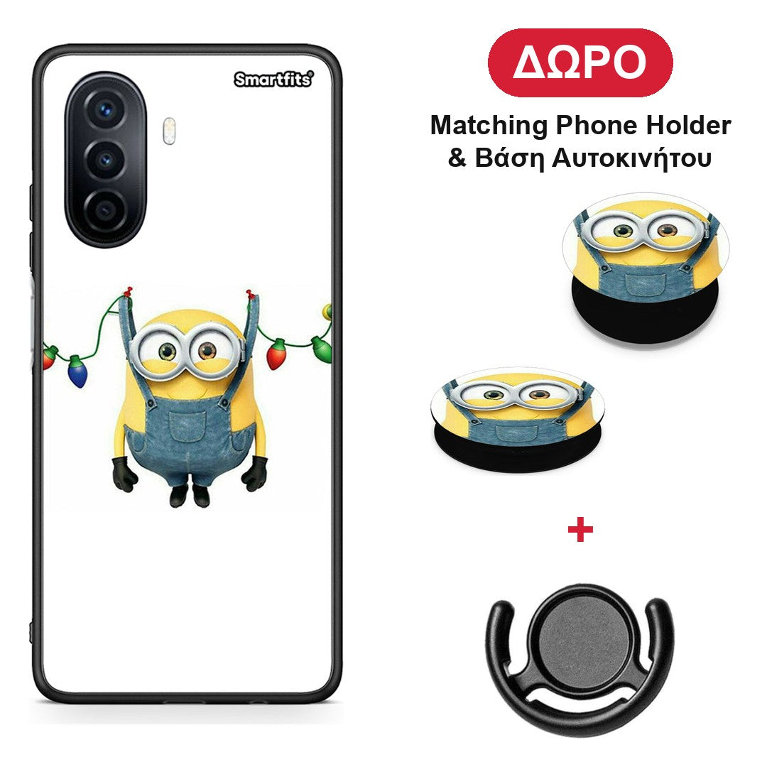 Xmas Minion Lights - Huawei Nova Y70 / Y70 Plus θήκη + Δώρο Phone Holder & Βάση Αυτοκινήτου