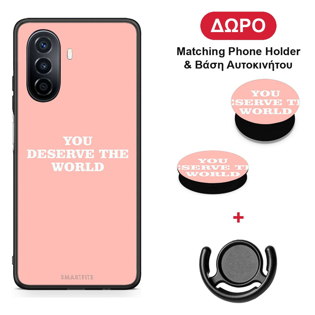 You Deserve The World - Huawei Nova Y70 / Y70 Plus θήκη + Δώρο Phone Holder & Βάση Αυτοκινήτου