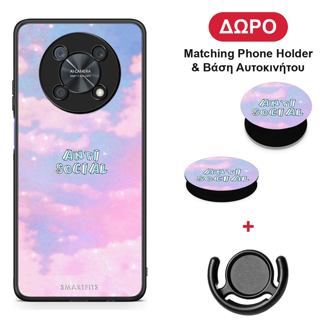 Anti Social - Huawei Nova Y90 θήκη + Δώρο Phone Holder & Βάση Αυτοκινήτου