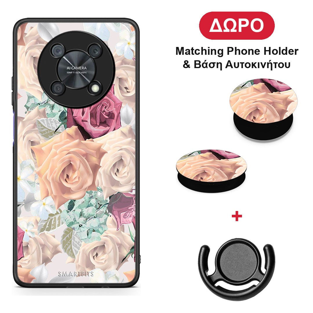 Floral Bouquet - Huawei Nova Y90 θήκη + Δώρο Phone Holder & Βάση Αυτοκινήτου