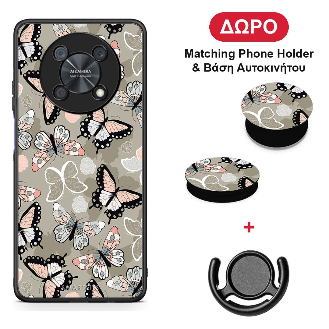 Boho Butterflies - Huawei Nova Y90 θήκη + Δώρο Phone Holder & Βάση Αυτοκινήτου