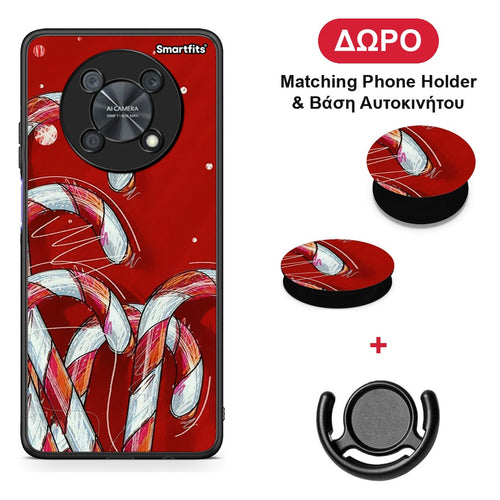 Candy Cane - Huawei Nova Y90 θήκη + Δώρο Phone Holder & Βάση Αυτοκινήτου