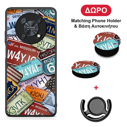Car Plates - Huawei Nova Y90 θήκη + Δώρο Phone Holder & Βάση Αυτοκινήτου
