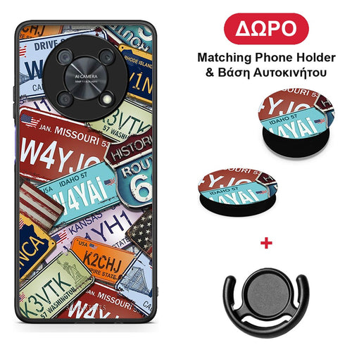 Car Plates - Huawei Nova Y90 θήκη + Δώρο Phone Holder & Βάση Αυτοκινήτου