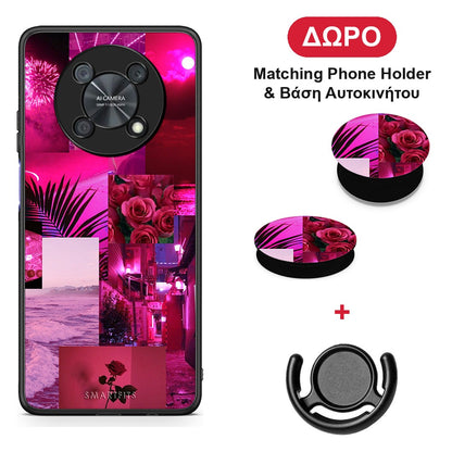 Collage Red Roses - Huawei Nova Y90 θήκη + Δώρο Phone Holder & Βάση Αυτοκινήτου