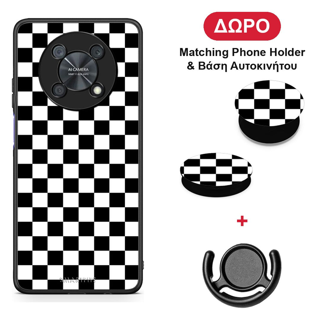 Geometric Squares - Huawei Nova Y90 θήκη + Δώρο Phone Holder & Βάση Αυτοκινήτου