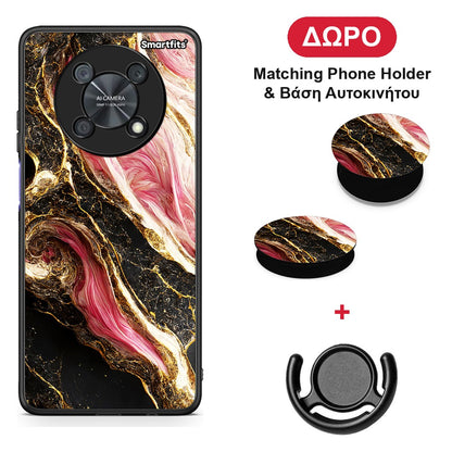 Glamorous Pink Marble - Huawei Nova Y90 θήκη + Δώρο Phone Holder & Βάση Αυτοκινήτου