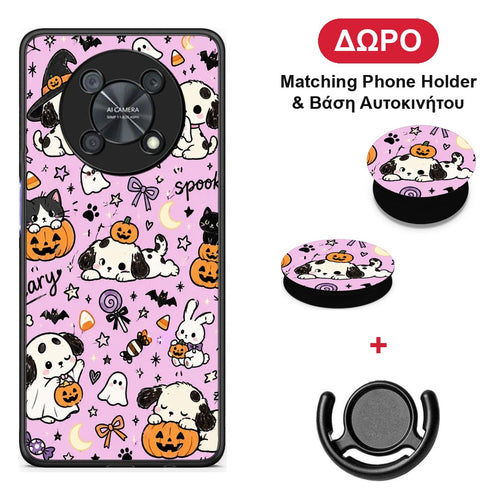 Halloween Puppies and Friends on Lilac - Huawei Nova Y90 θήκη + Δώρο Phone Holder & Βάση Αυτοκινήτου