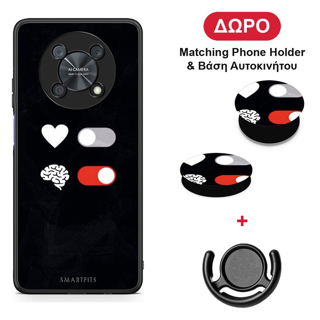 Heart Vs Brain - Huawei Nova Y90 θήκη + Δώρο Phone Holder & Βάση Αυτοκινήτου