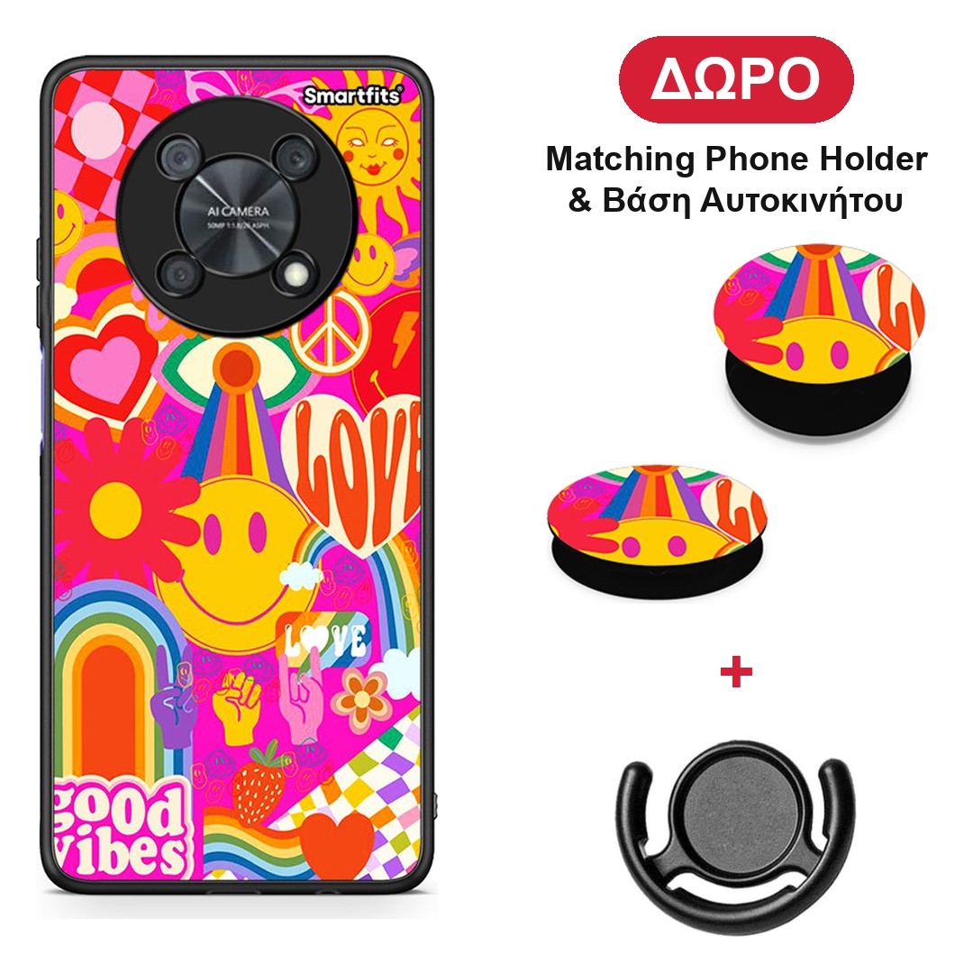 Hippie Love - Huawei Nova Y90 θήκη + Δώρο Phone Holder & Βάση Αυτοκινήτου