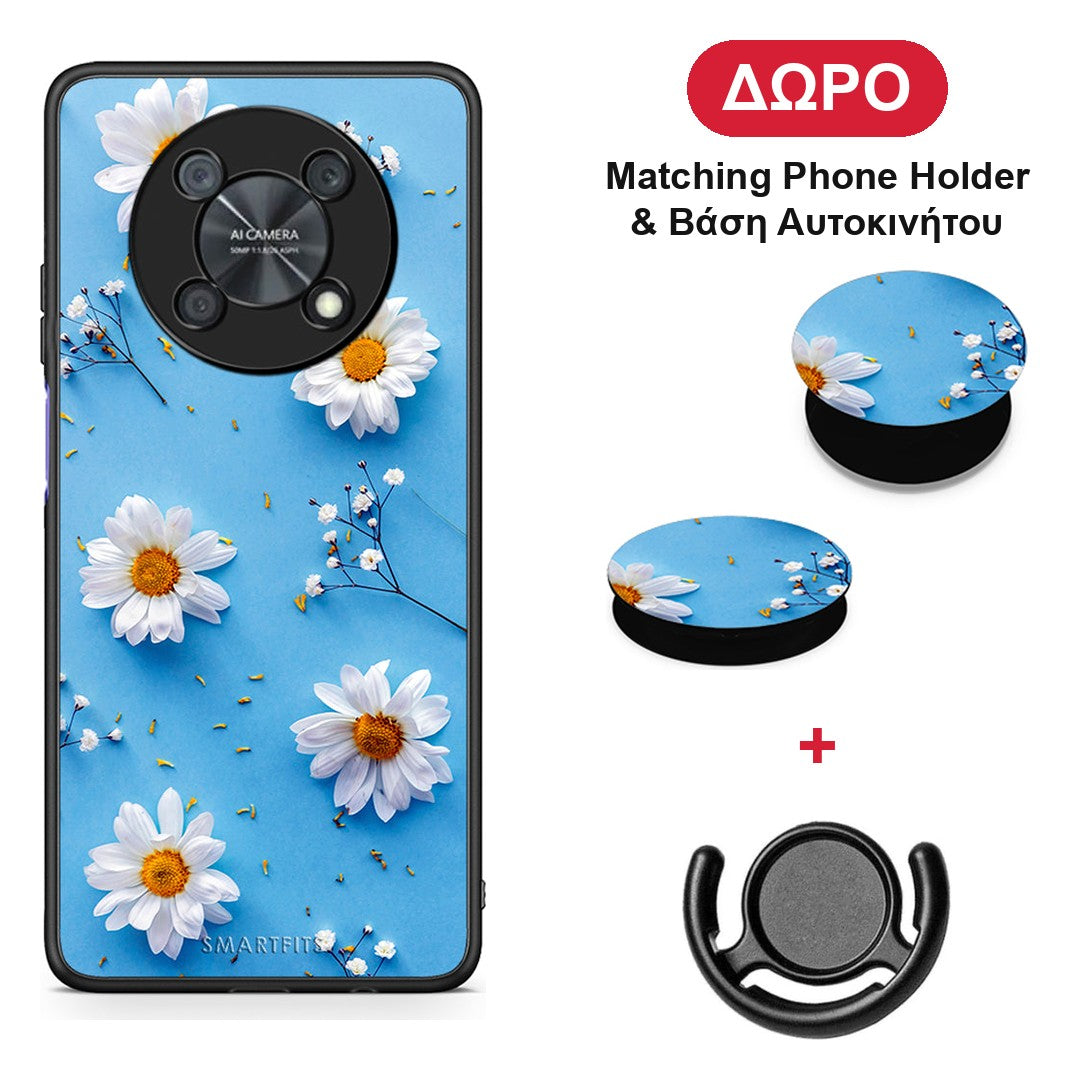 Real Daisies - Huawei Nova Y90 θήκη + Δώρο Phone Holder & Βάση Αυτοκινήτου