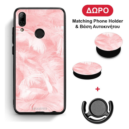 Boho Pink Feather - Huawei P Smart 2019 / P Smart+ / Nova 3i θήκη + Δώρο Phone Holder & Βάση Αυτοκινήτου
