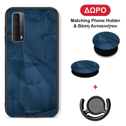Geometric Blue Abstract - Huawei P Smart 2021 θήκη + Δώρο Phone Holder & Βάση Αυτοκινήτου
