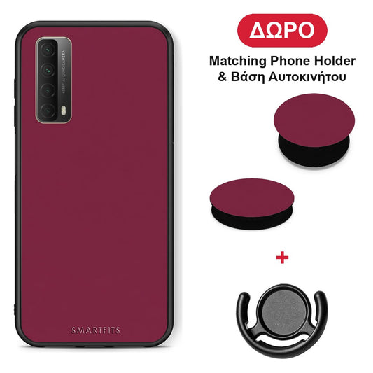 Burgundy - Huawei P Smart 2021 θήκη + Δώρο Phone Holder & Βάση Αυτοκινήτου