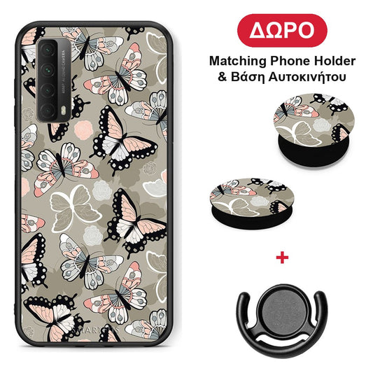 Boho Butterflies - Huawei P Smart 2021 θήκη + Δώρο Phone Holder & Βάση Αυτοκινήτου