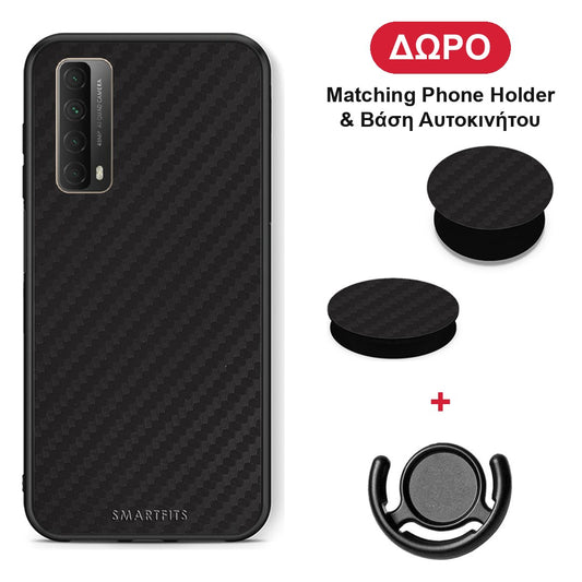 Carbon Black - Huawei P Smart 2021 θήκη + Δώρο Phone Holder & Βάση Αυτοκινήτου